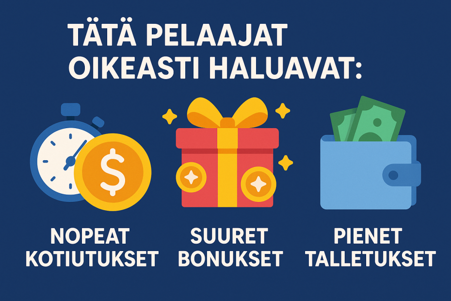 Tätä pelaajat oikeasti haluavat: nopeat kotiutukset, suuret bonukset ja pienet talletukset